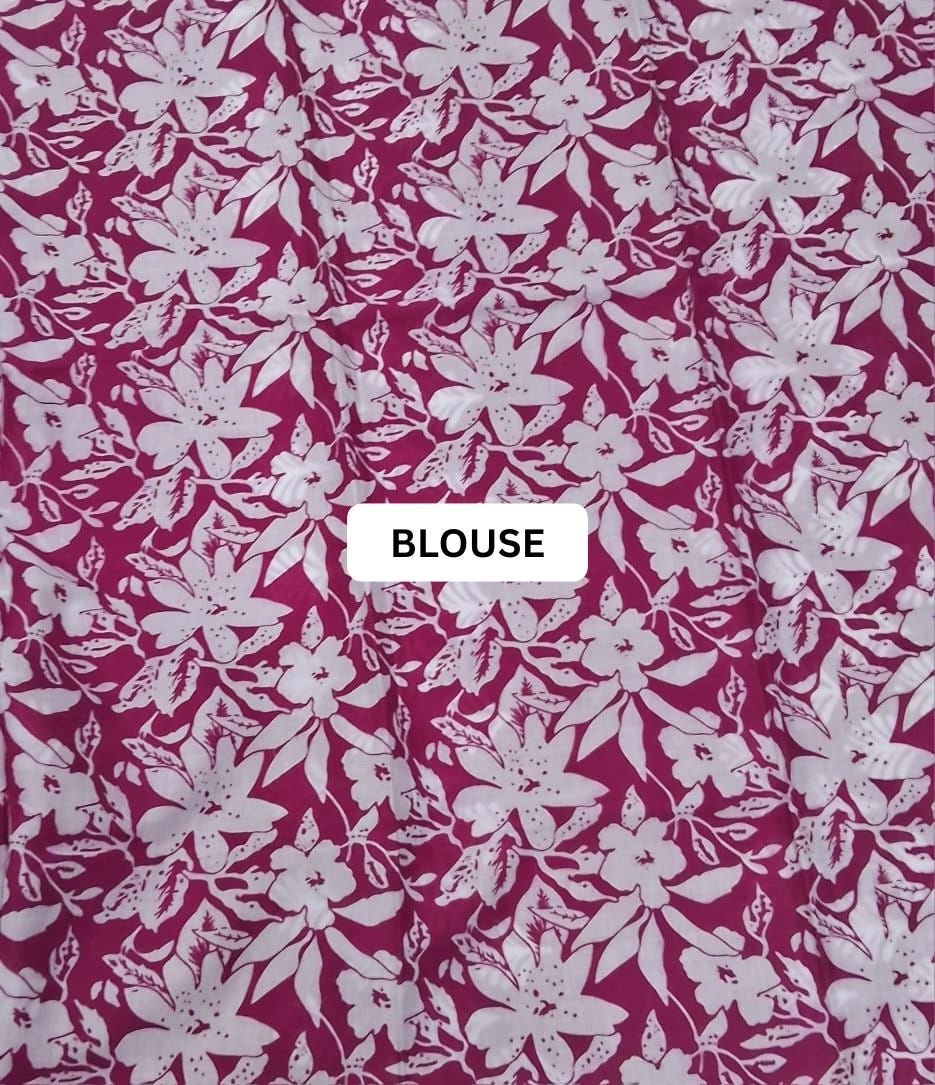 White & Magenta Mulmul Cotton Saree blouse