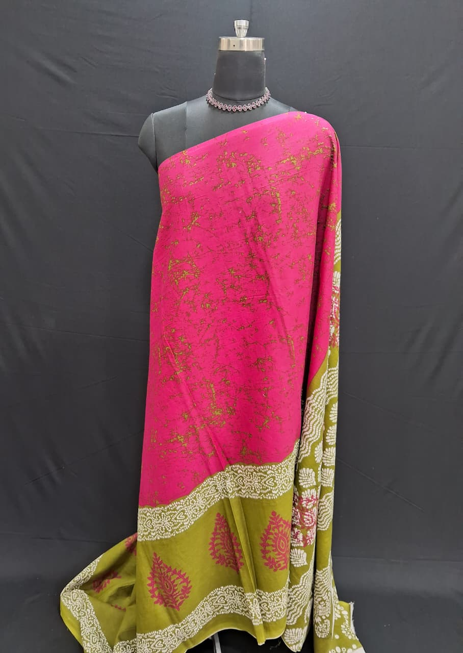 Rani Pink Mulmul Cotton Saree 
