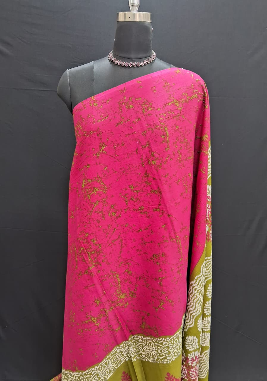 Rani Pink Mulmul Cotton Saree 1