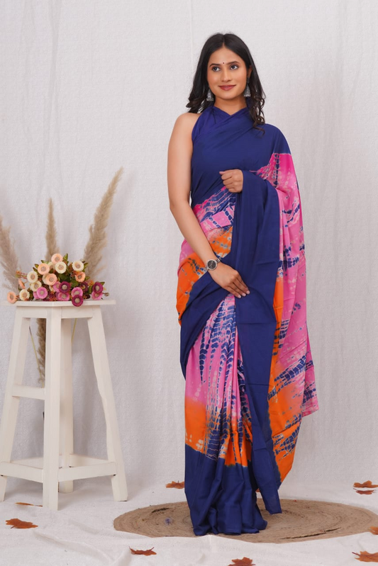 Pink Mulmul Cotton Saree