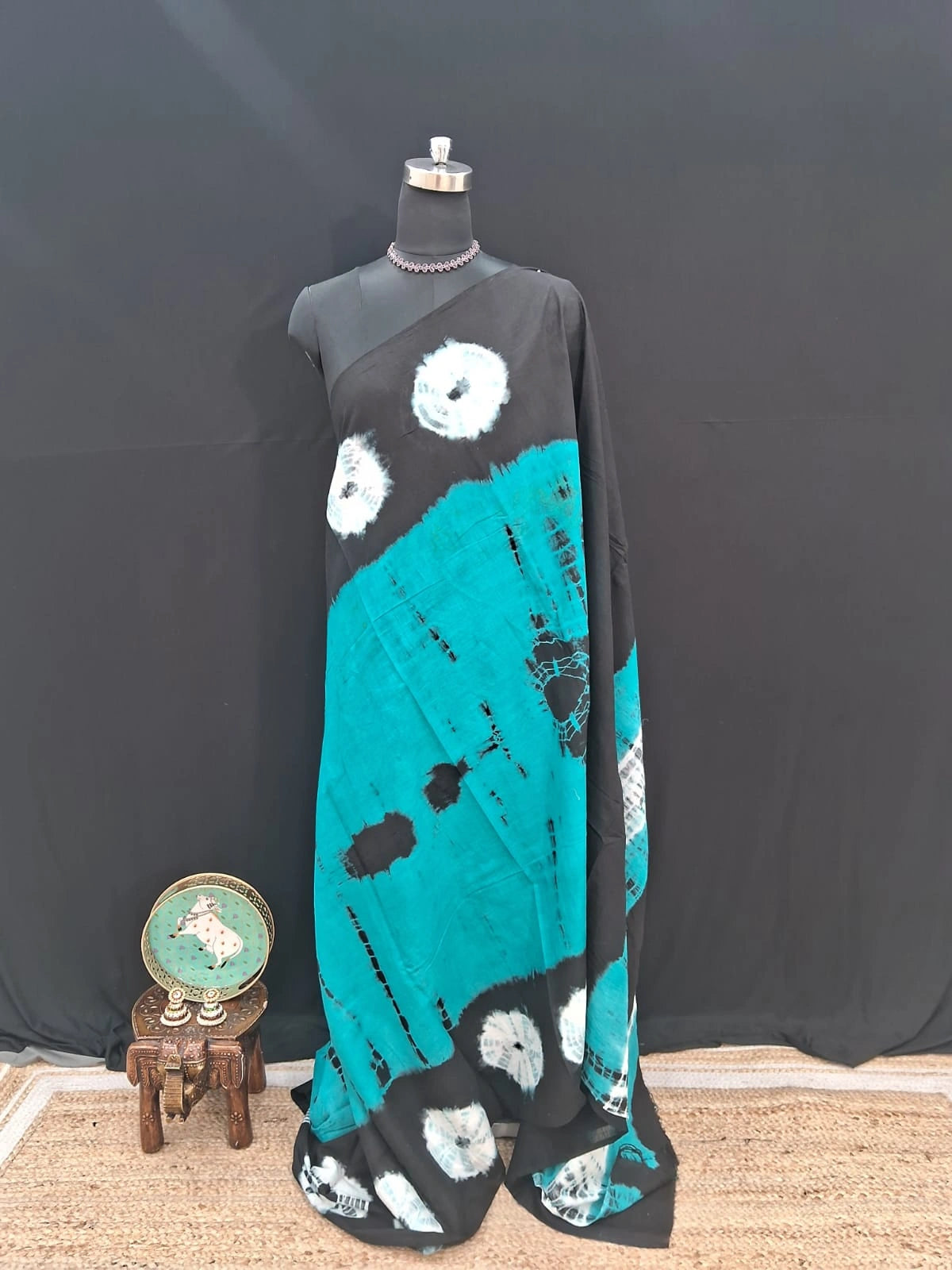 Rama Green Mulmul Cotton Saree