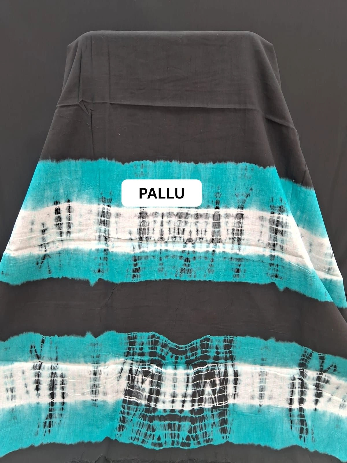 Rama Green Mulmul Cotton Saree pallu