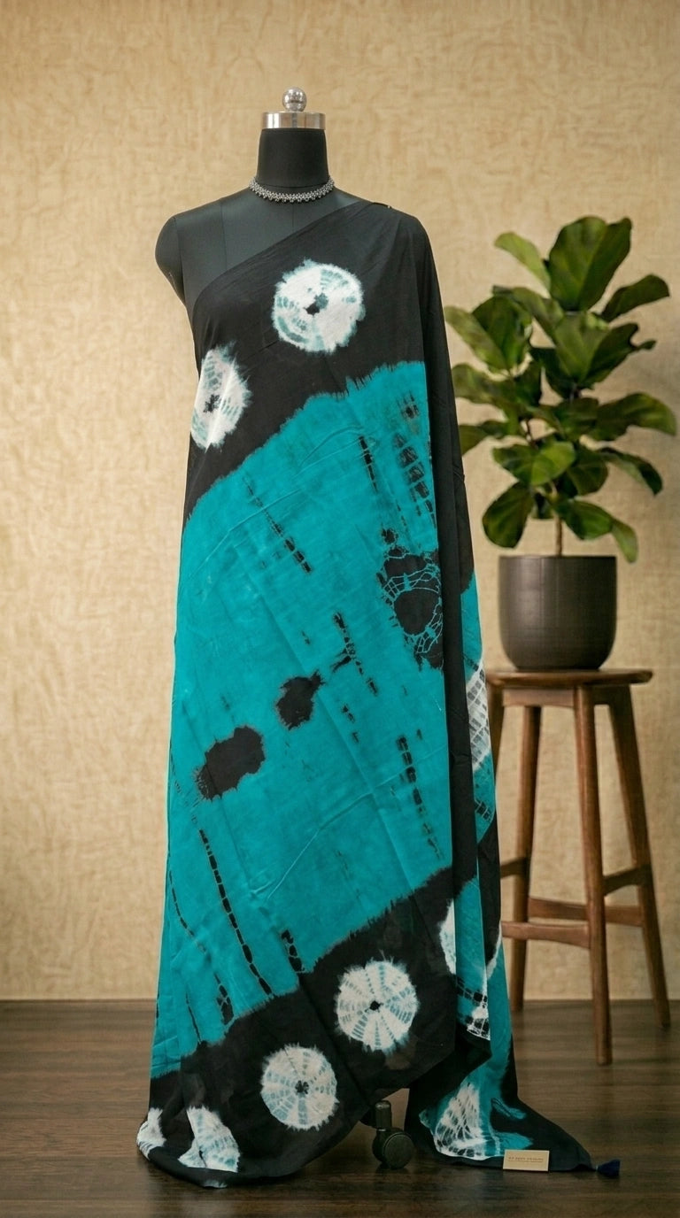 Rama Green Mulmul Cotton Saree