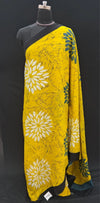 Yellow Mulmul Cotton Saree