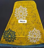 Yellow Mulmul Cotton Saree pallu