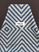 Navy & White Striped Mulmul cotton Saree pallu