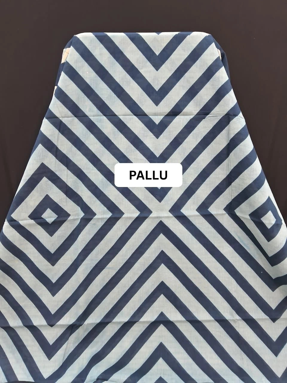 Navy & White Striped Mulmul cotton Saree pallu