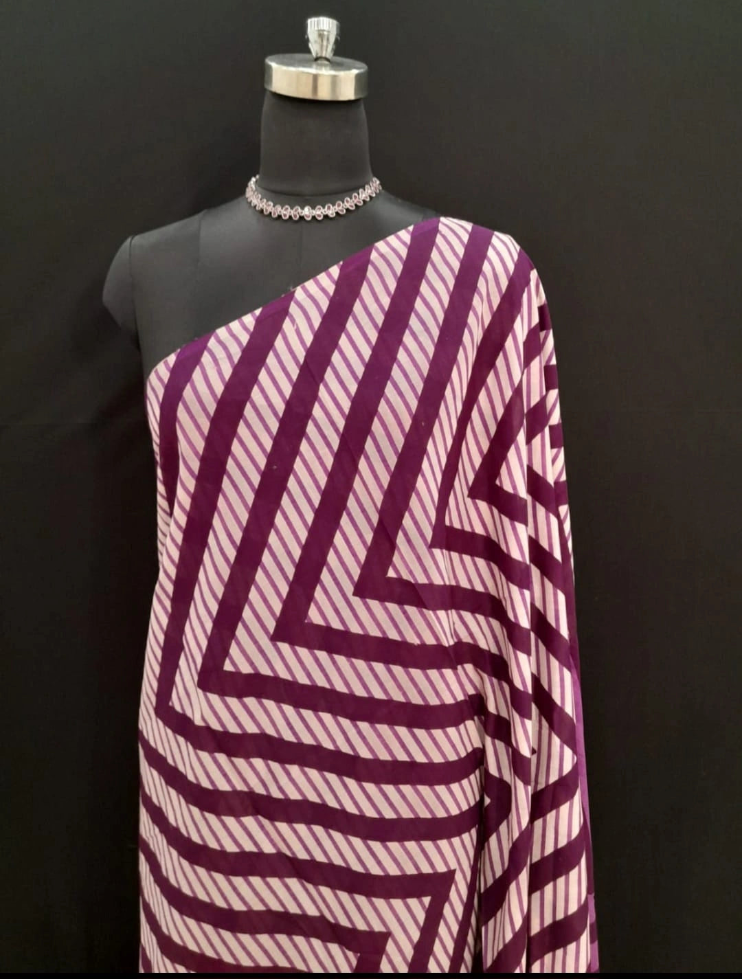 Magenta & Purple Geometric Pattern Mulmul Cotton
