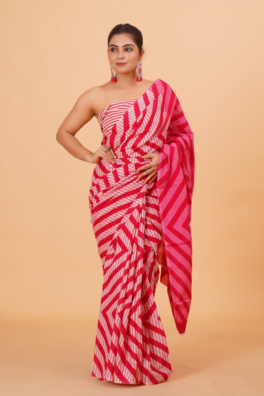 Off-White Mulmul Cotton Saree