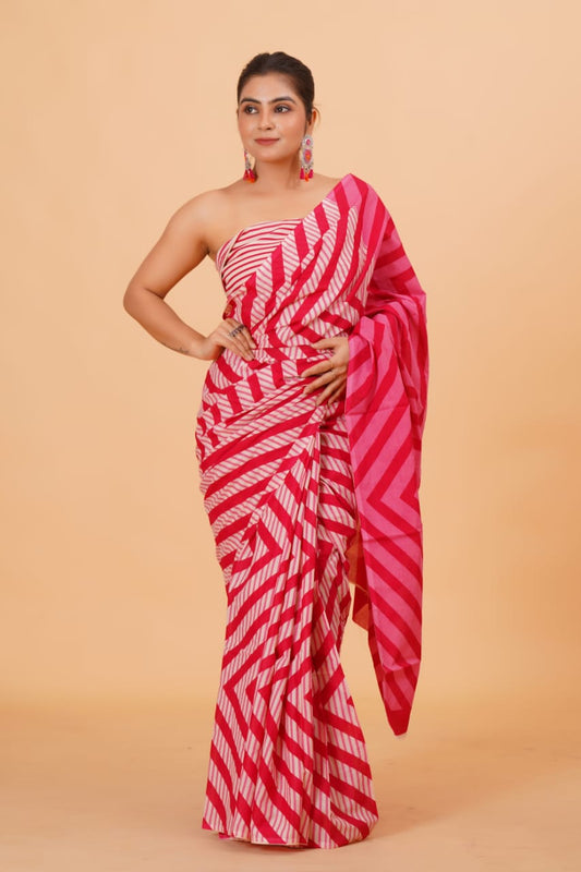Off-White Mulmul Cotton Saree