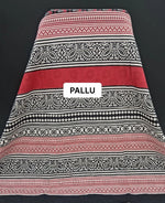  Maroon & Black Handblock Printed Mulmul Cotton Saree pallu