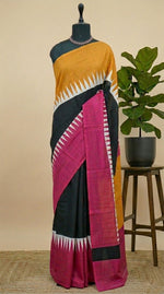 Elegant Vibrant Black Mulmul Cotton Saree