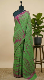 Parrot Green Mulmul Cotton Saree