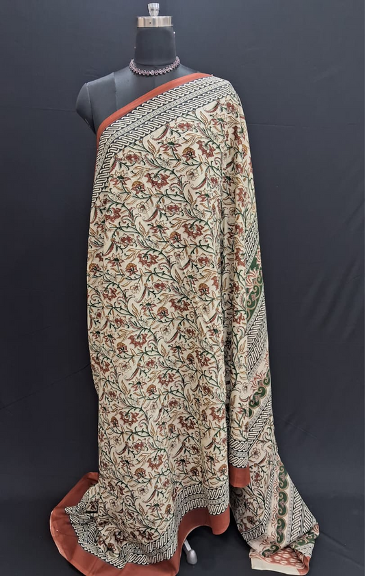 Cream Mulmul Cotton Cloud Soft Saree 