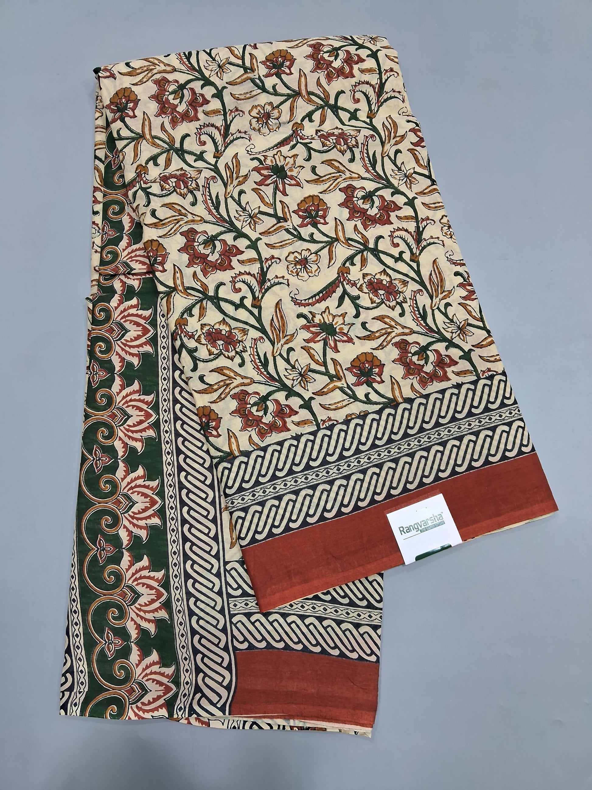 Cream Mulmul Cotton Saree