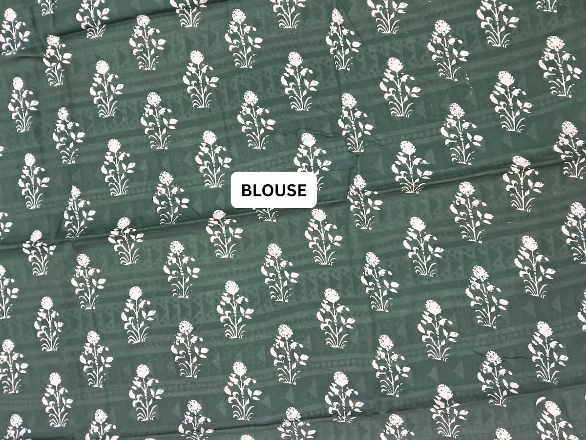 Beige Mulmul Cotton Saree blouse