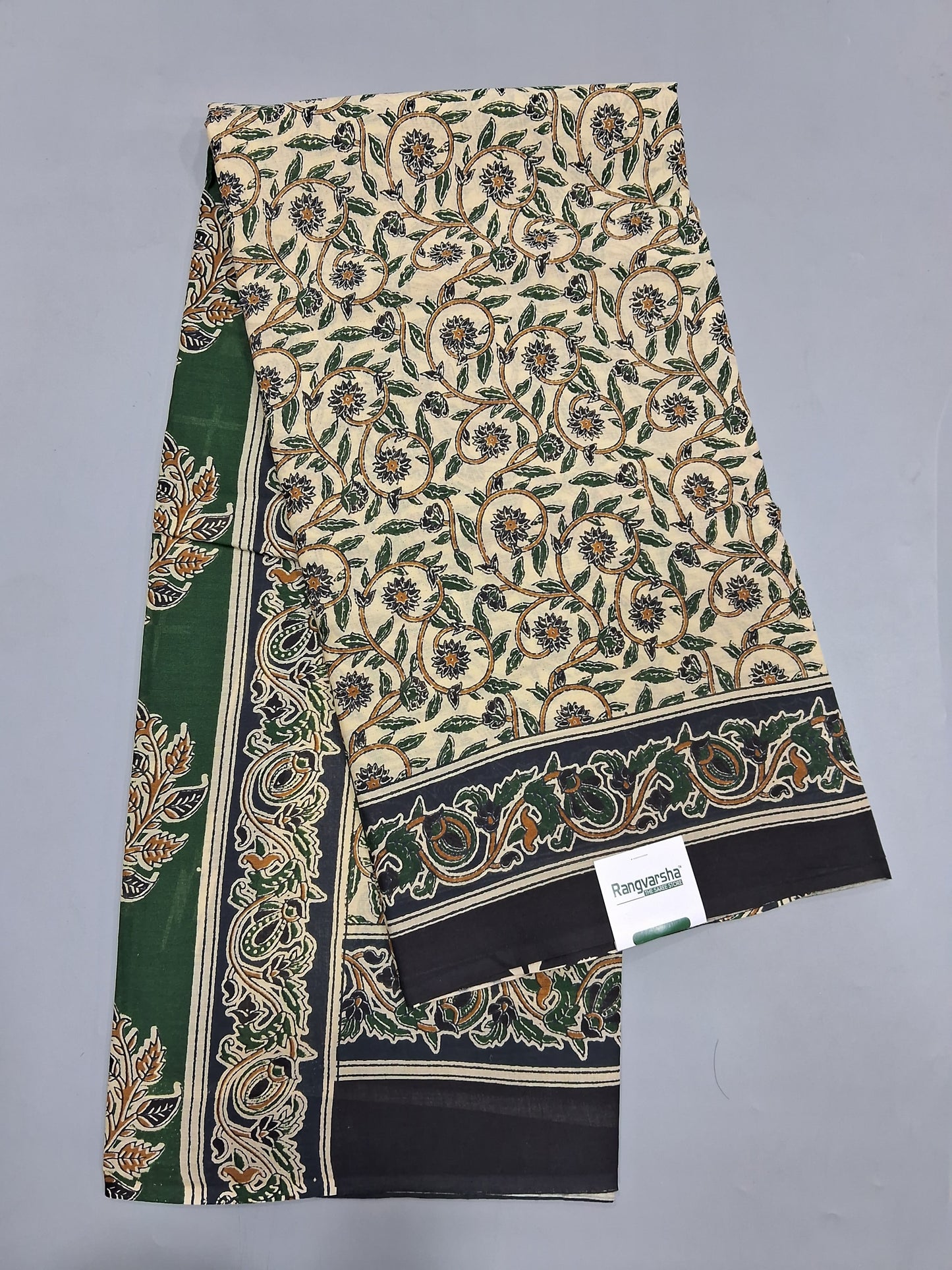 Cream Mulmul Cotton Saree