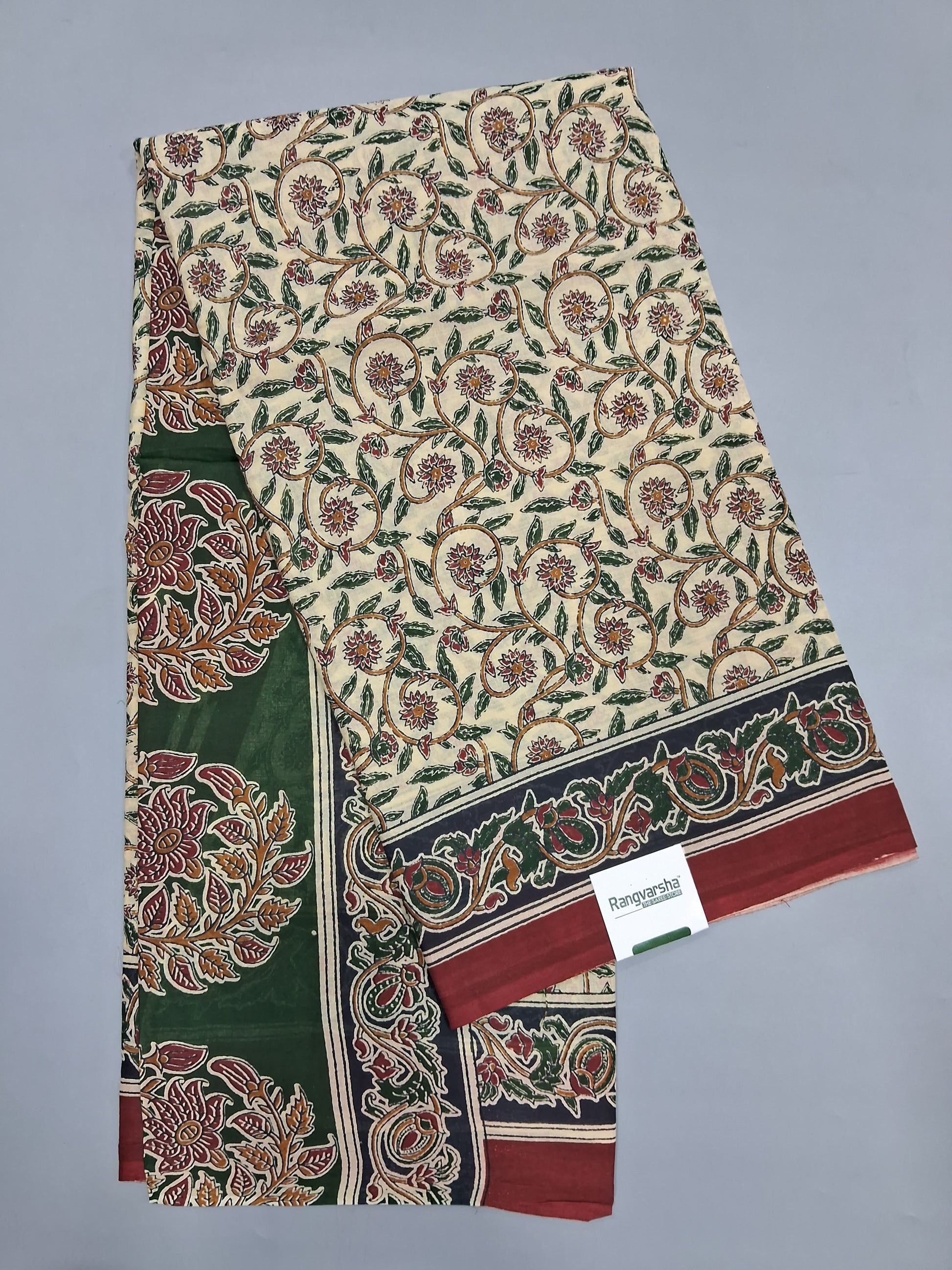 Cream Mulmul Cotton Saree