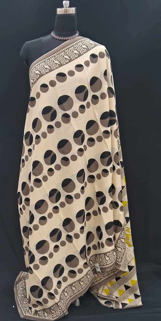 Wheat Mulmul Cotton Saree