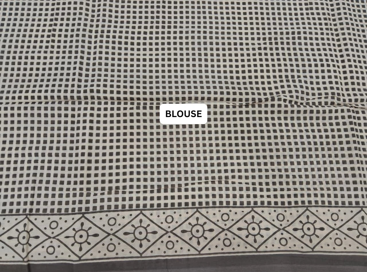 Wheat Mulmul Cotton Saree blouse