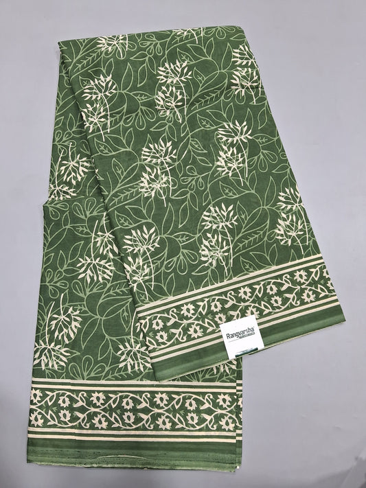 Light Green Mulmul Cotton Saree
