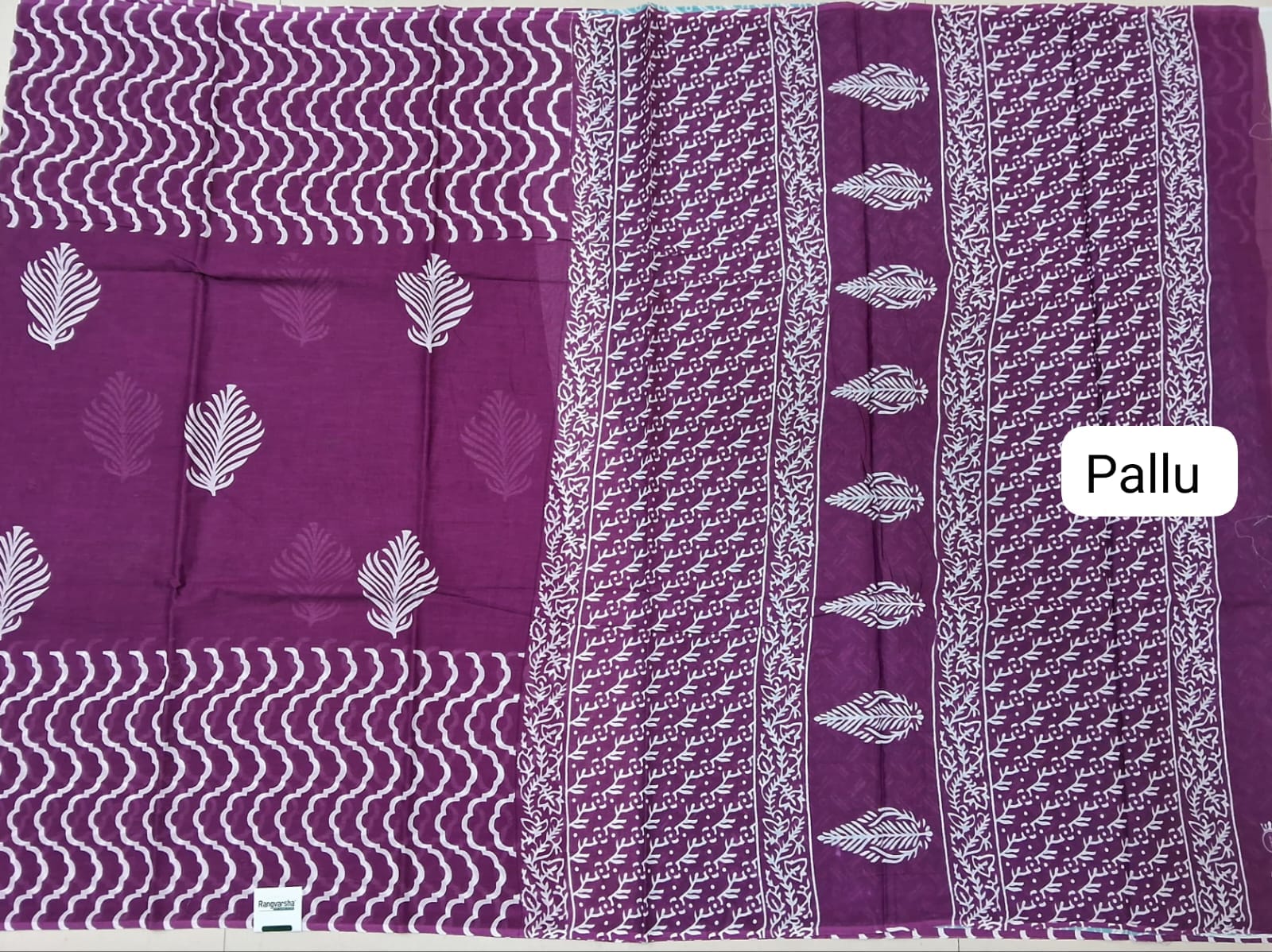 Wine Mulmul Cotton Saree pallu