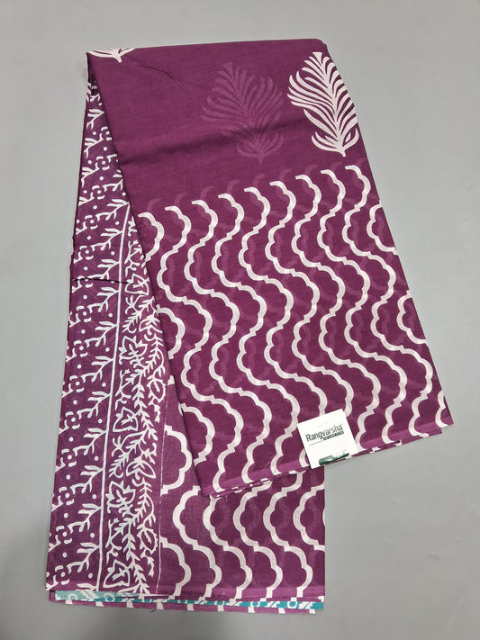 Wine Mulmul Cotton Saree