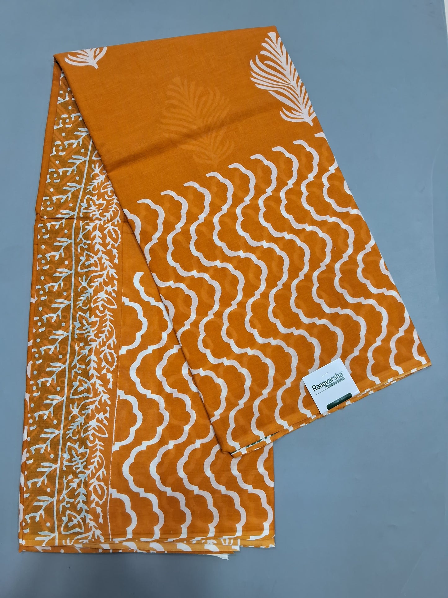 Mango Yellow Mulmul Cotton Saree