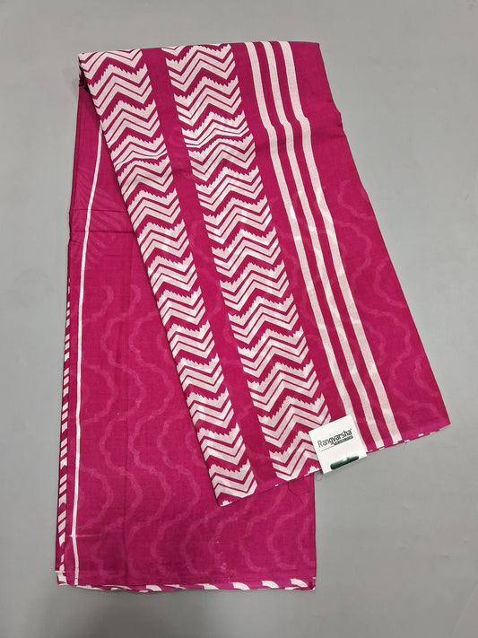 Pink Mulmul Cotton Saree