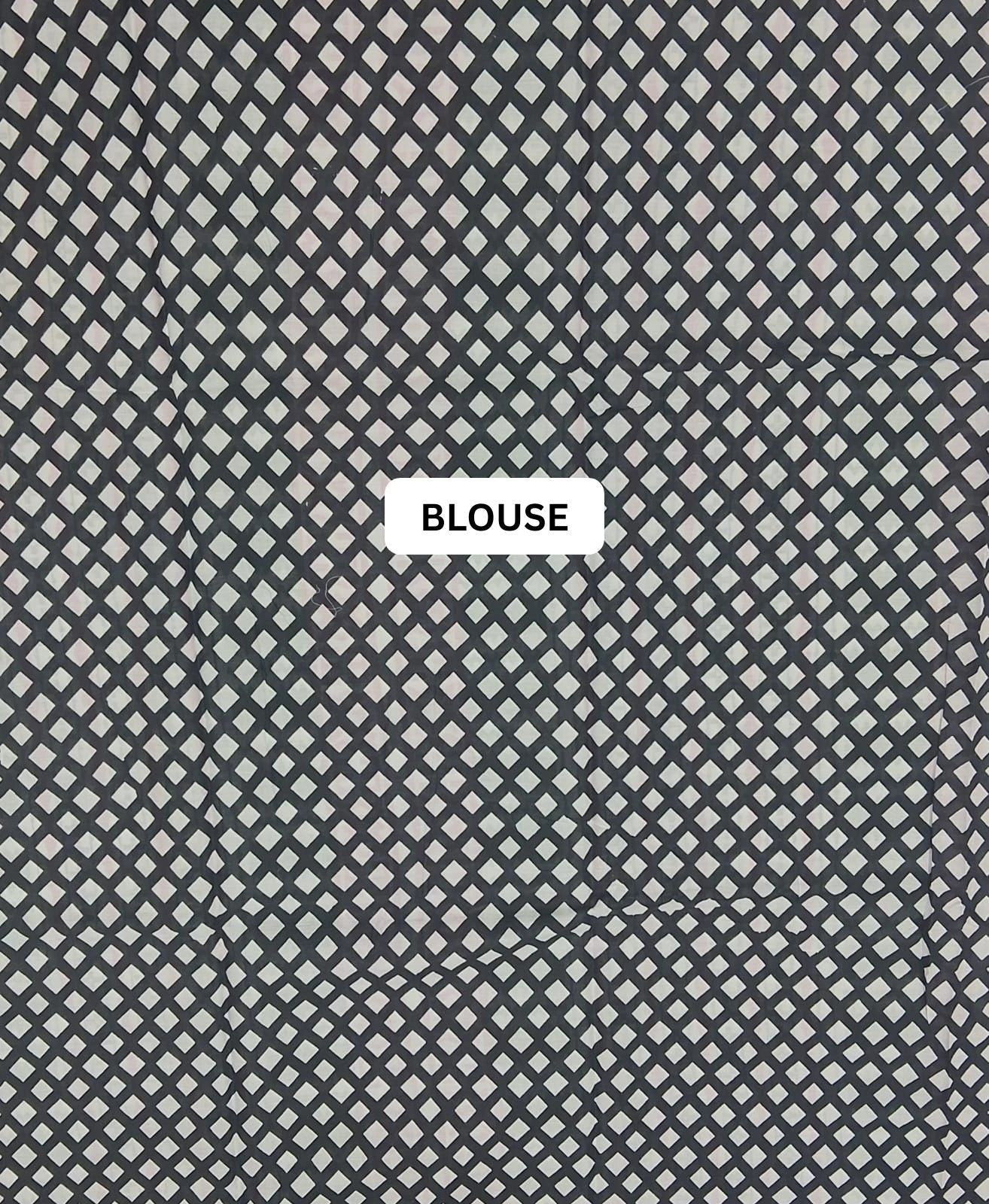 Black-White Cotton Saree blouse