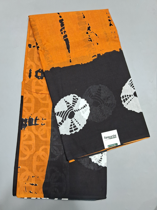 Mustard Yellow Mulmul Cotton Saree