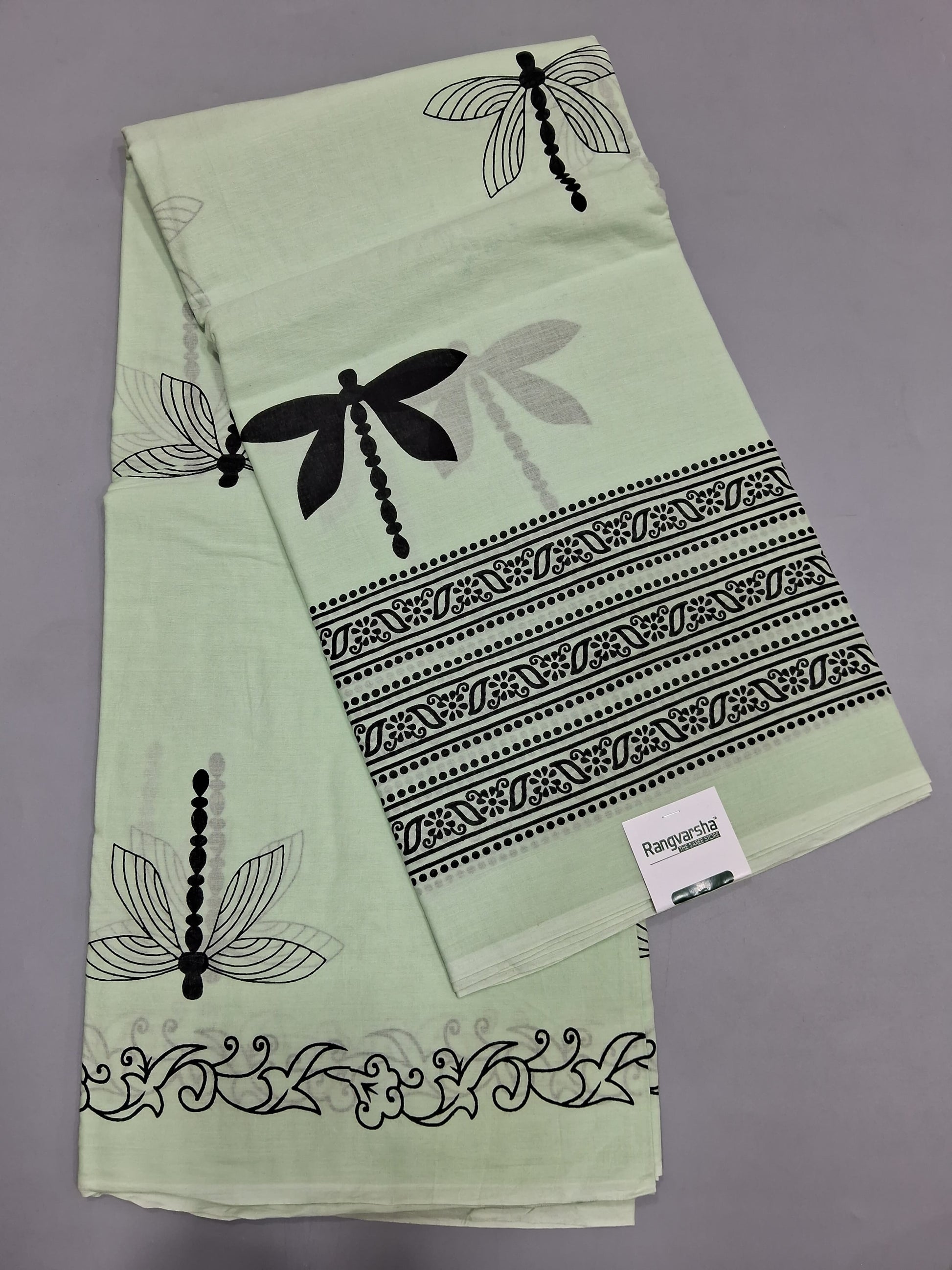 Pista Green Mulmul Cotton Saree
