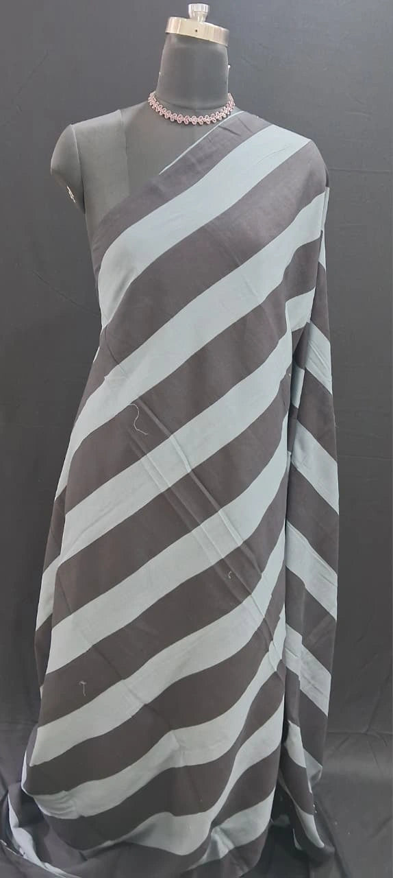Metal Grey Mulmul Cotton Saree