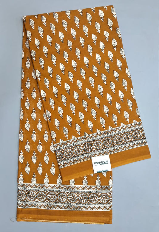 Mustard Yellow Mulmul Cotton Saree