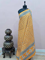 Mustard Ochre Mulmul Cotton Saree 