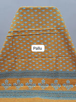 Mustard Ochre Mulmul Cotton Saree Pallu
