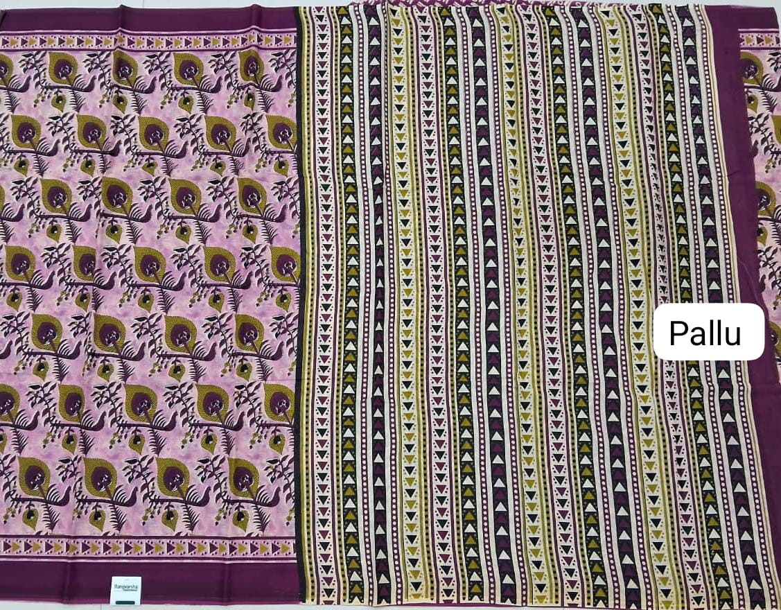 Dual Shade Mulmul Cotton Saree pallu