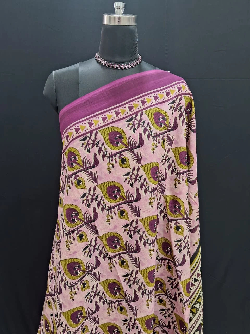 pink and maroon Mulmul Cotton