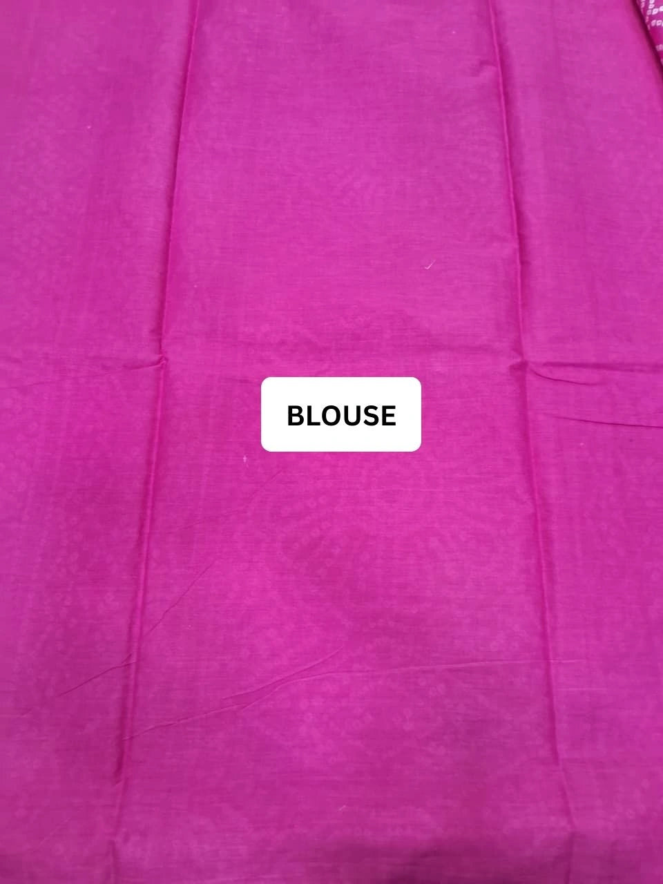 Vibrant Pink & White Printed Mulmul Cotton Saree blouse