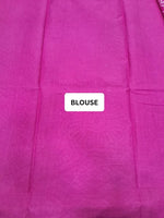 Vibrant Pink & White Printed Mulmul Cotton Saree blouse