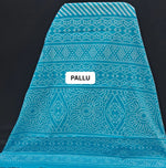 Sky Blue bandhini  Mulmul cotton Saree pallu