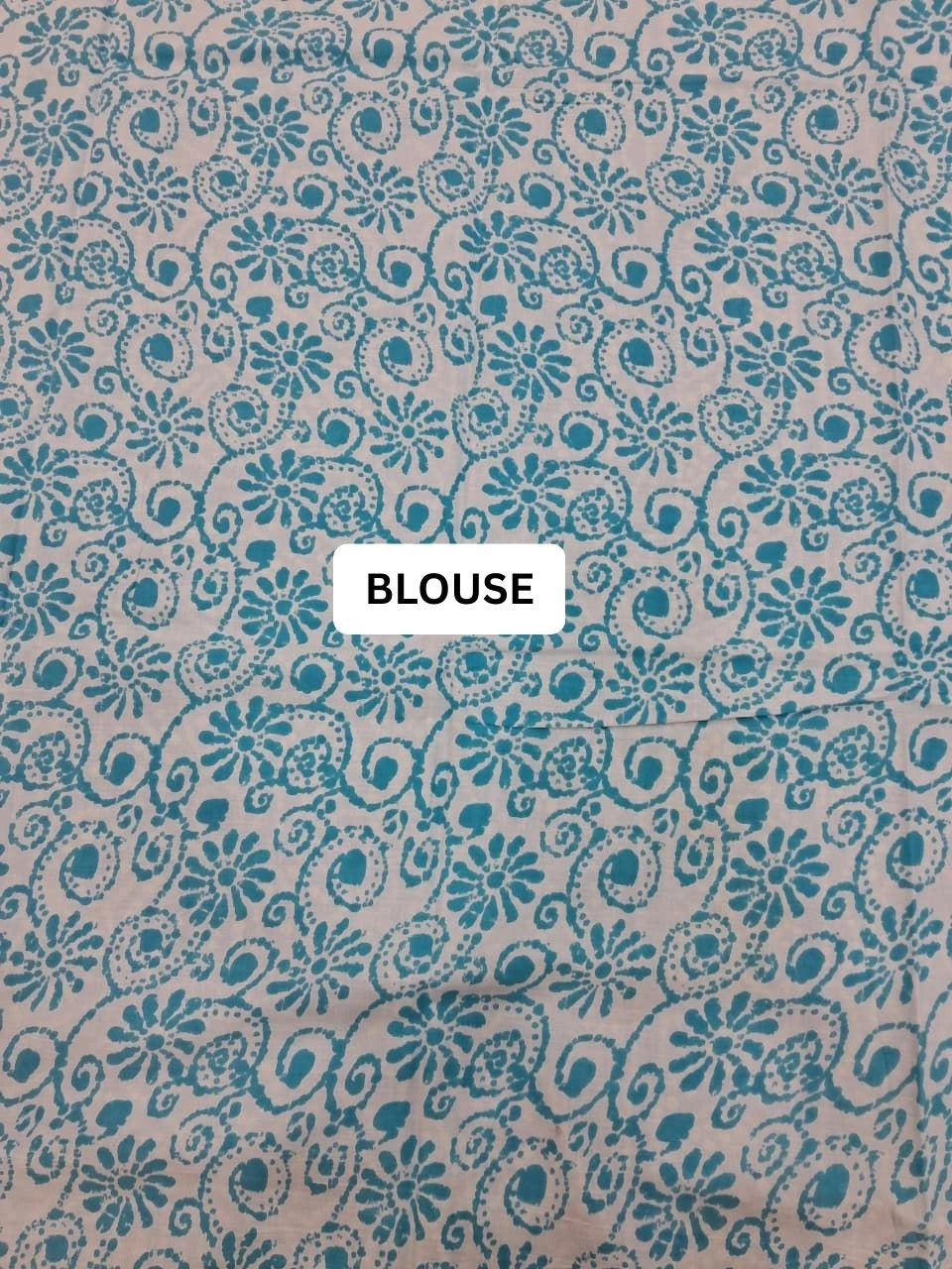 Sky Blue bandhini  Mulmul cotton Saree blouse