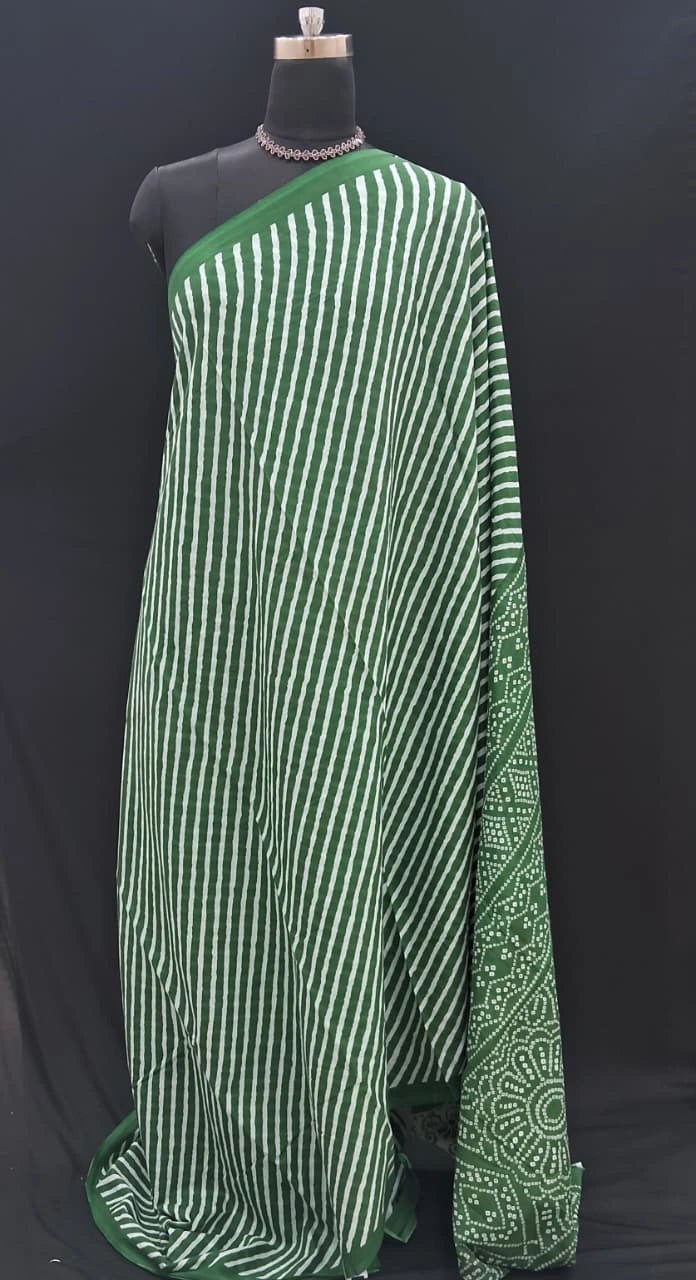 Elegant green mulmul cotton saree