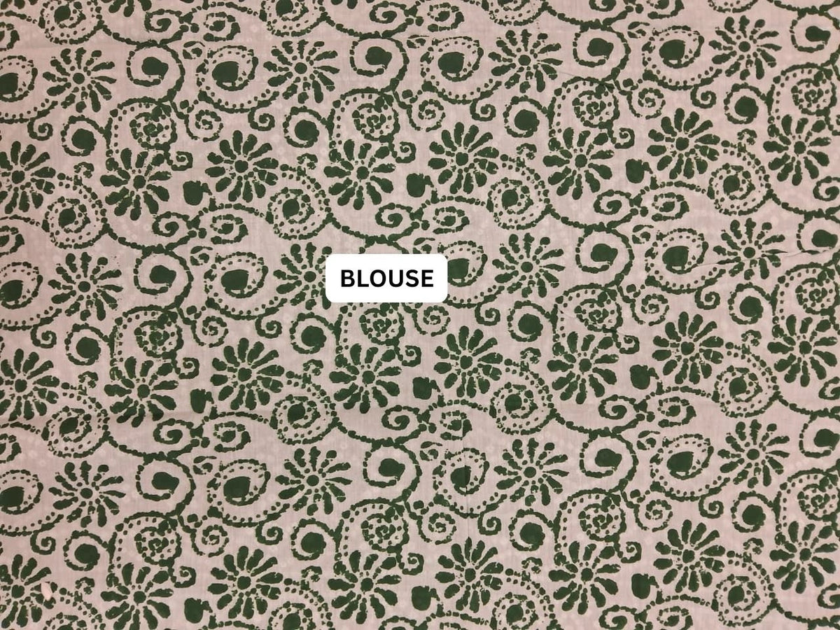 Elegant green mulmul cotton saree blouse