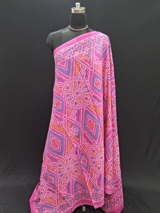 Vibrant Pink Bliss Mulmul Cotton Saree