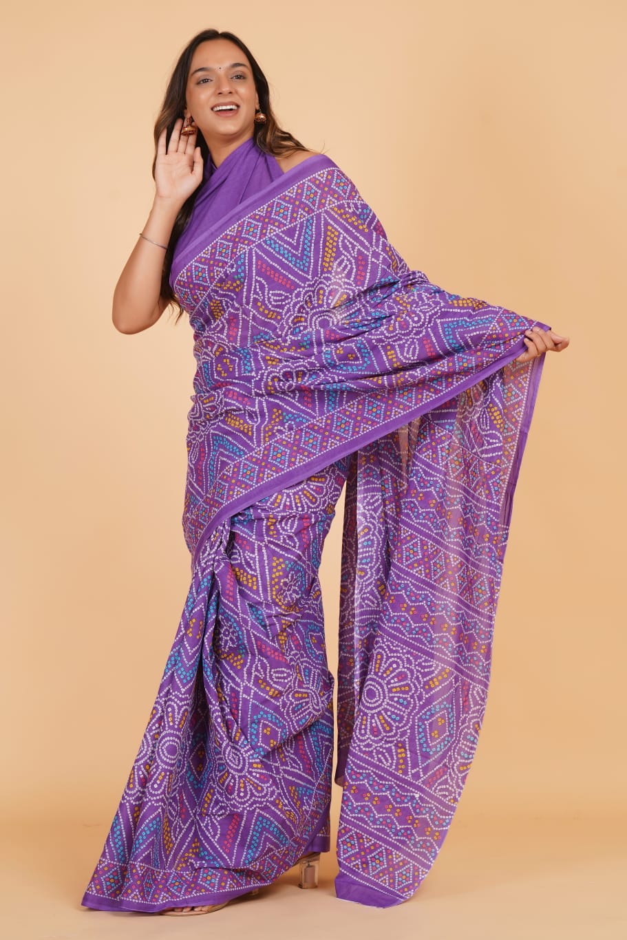 Purple Mulmul Cotton Saree 