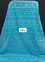 Aqua Blue Bandhani Printed Mulmul Cotton saree pallu
