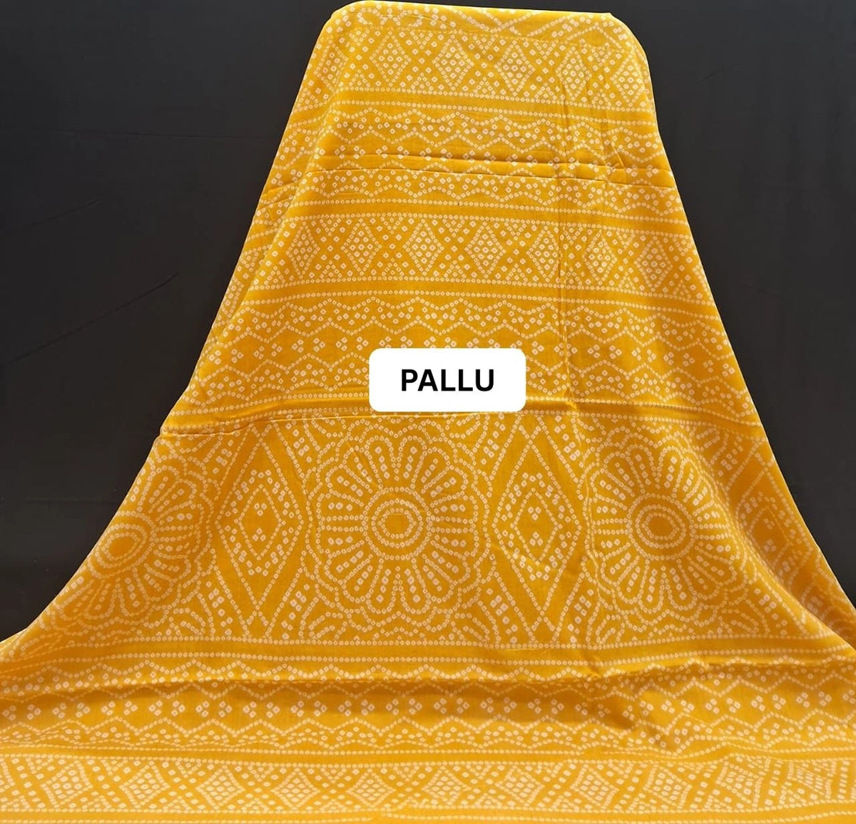 Mango Yellow Mulmul Cotton Saree pallu