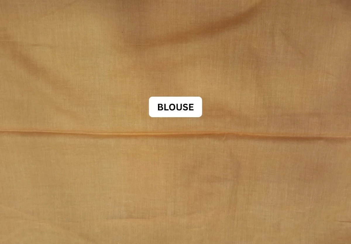 Mango Yellow Mulmul Cotton Saree blouse