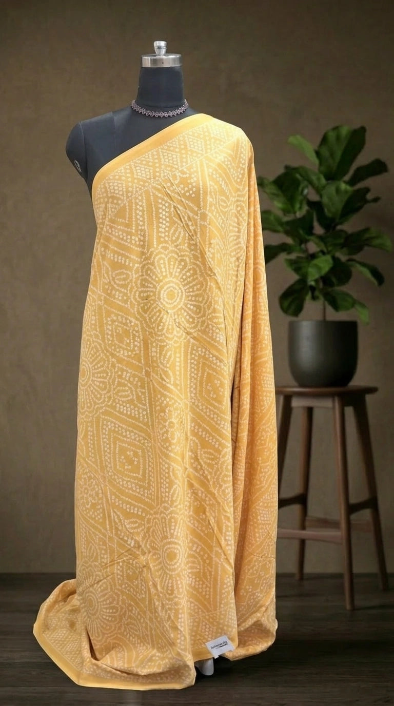 Elegant Mango Yellow Mulmul Cotton Saree